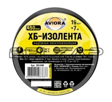 Изолента Х/Б черная 19x0.42мм 7м, 305-066, AVIORA